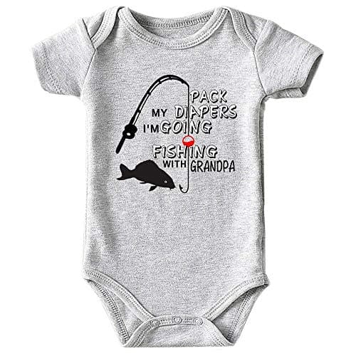 Azzwnee Fish Grandpa Baby Bodysuits 0-3 Months