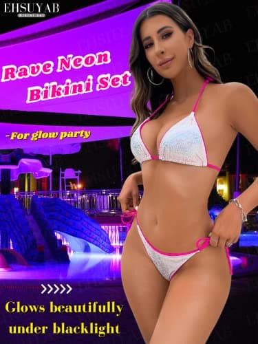 Neon Strap Glitter Bikini for Pool Party