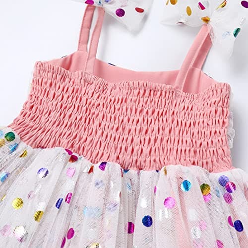 IDOPIP Baby Girls Tutu Sleeveless Backless Birthday Sundress Sequin Ruffle Tulle