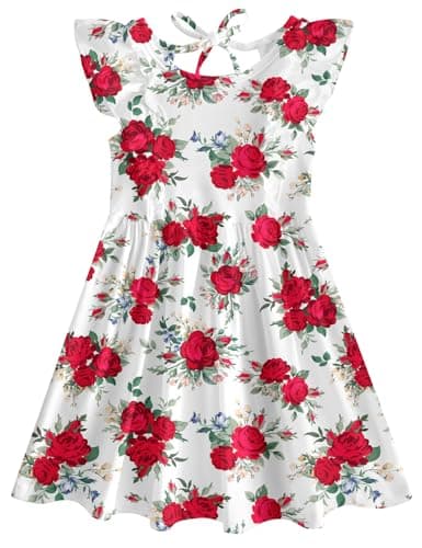 RAISEVERN Summer Ruffle Sleeve Dress for Toddler Girls 2-6T