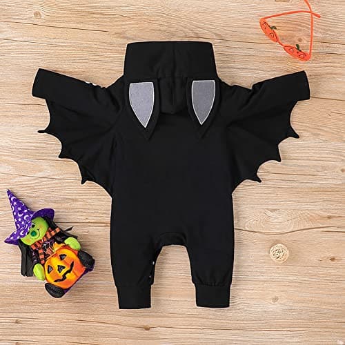 IMEKIS Newborn Baby Bat Halloween Costume Cloak Romper Wings Ears Hoodie