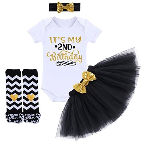 OBEEII 1/2 Birthday Girl Outfit with Tutu Skirt & Leg Warmers