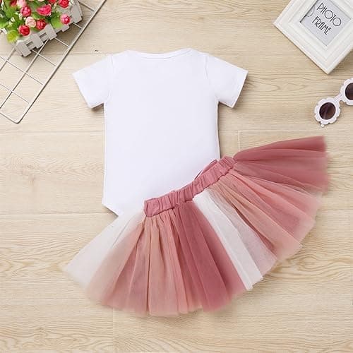 ODASDO Baby Girl's First Birthday Outfit with Flower Print Romper & Tutu Skirt Set
