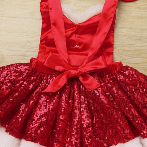 Toddler Girls Santa Costume Dress with Hat for Christmas & Halloween