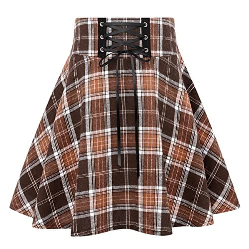 IDEALSANXUN Women's High Waist Gothic Plaid Mini Skirts