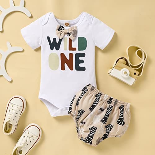 Wild One Romper Bodysuit for Baby Boy's 1st Birthday Party