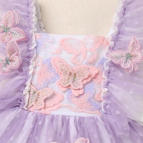 Baby Girls' 1st Birthday Butterfly Outfit: Boho Romper Dress with Headband for Cake Smash Photo Shoot