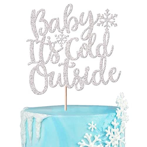 Rsstarxi 1 Pack Snowflake 1st Birthday Cake Topper Silver Glitter Party Decor