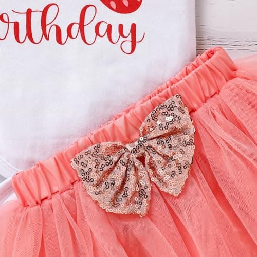 GRNSHTS Toddler Girl 1st Birthday Smash Cake Outfit with Tutu Skirt and Headband