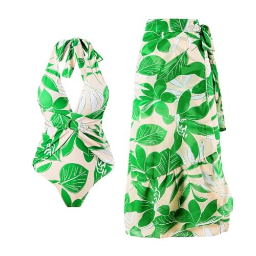 Women's 2-Piece Swimsuit Set with Cover Up - Flower Swimwear for Summer Beachwear
