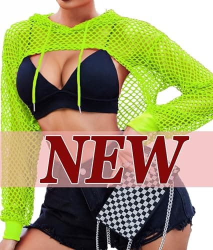 Avidlove Mesh Crop Top Hoodie - Women's Rave Festival Club Party Top