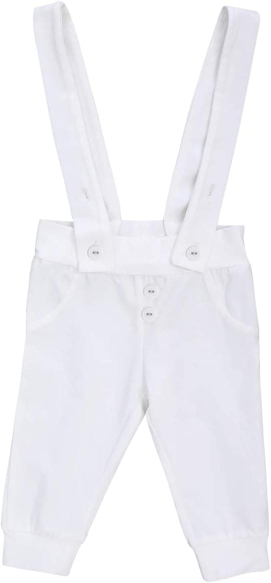 Baby Boys Baptism Christening Outfit Bowtie Romper Suspenders Pants Wedding Party Tuxedo Suit Ring Bearer Clothes Set