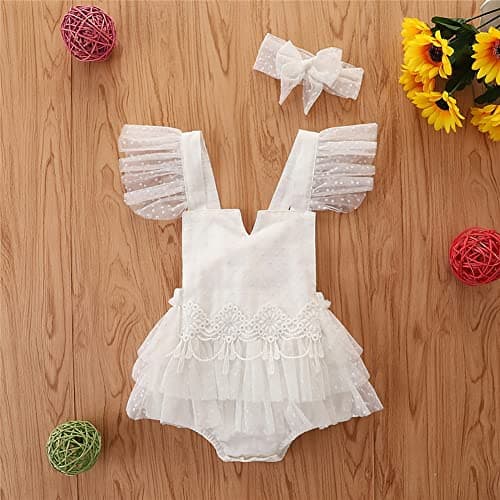 Baby Girls Lace Romper Dress - 1st Birthday Outfit