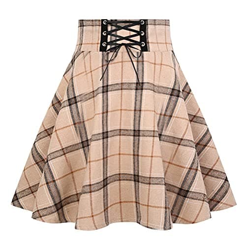 IDEALSANXUN Women's High Waist Gothic Plaid Mini Skirts