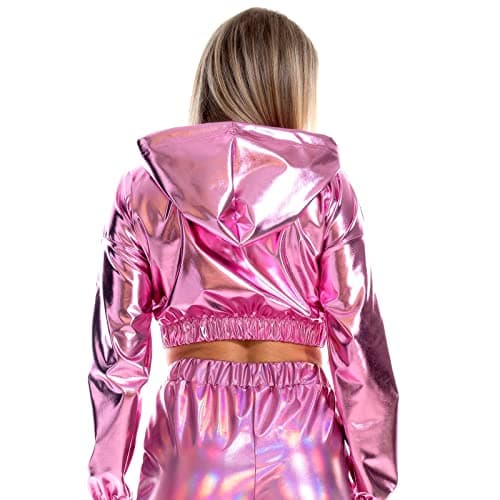 Shiny Metallic Crop Top Hoodie for Women into Disco Dance Clubwear
Refined Title: Shiny Metallic Crop Top Hoodie for Women: Perfect for Disco Dance Clubwear
Preserved Audience: Women