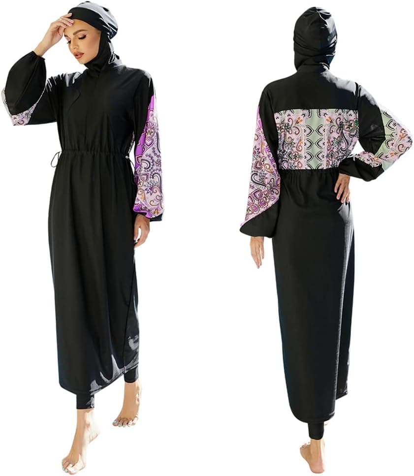Women Muslim Burkini Swimsuits Modest Swimwear Islamic Long Sleeve Full Cover Hijab Dress Top Swim Pants ​Bathing Suit