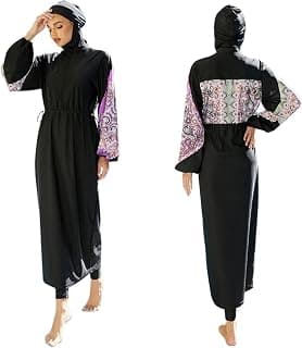 Women Muslim Burkini Swimsuits Modest Swimwear Islamic Long Sleeve Full Cover Hijab Dress Top Swim Pants ​Bathing Suit
