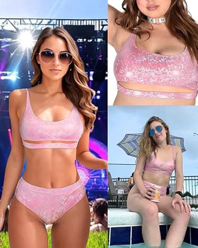 Ella Lust Metallic Holographic Swimsuit for Womenedm Rave Outfits