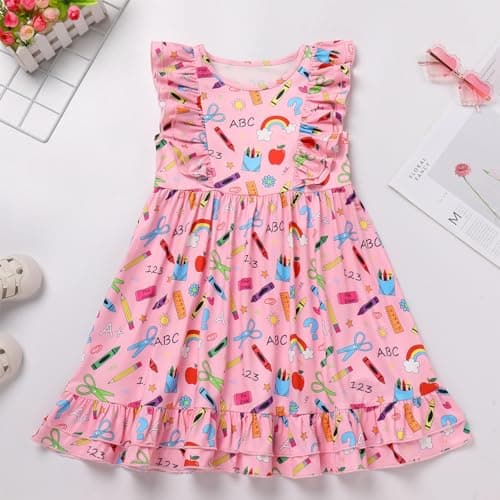 Back to School Dress for Toddler Girls 3-8T