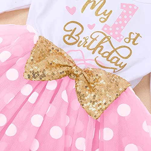 IMEKIS Baby Girl 1st 2nd 3rd Birthday Tutu Dress with Polka Dots