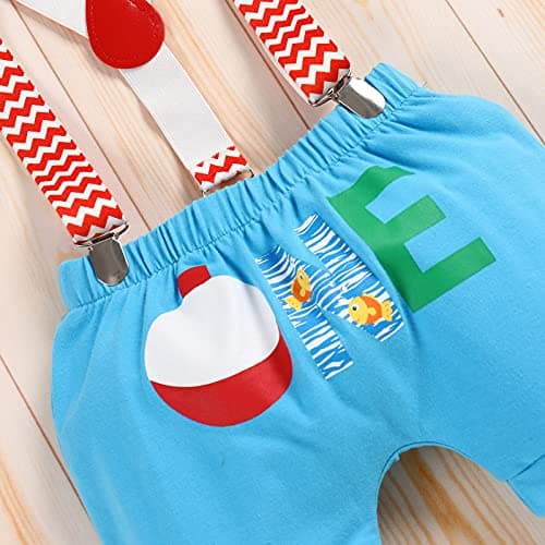 Birthday Outfit Set for Baby Boys: Romper, Shorts, Suspenders, Hat