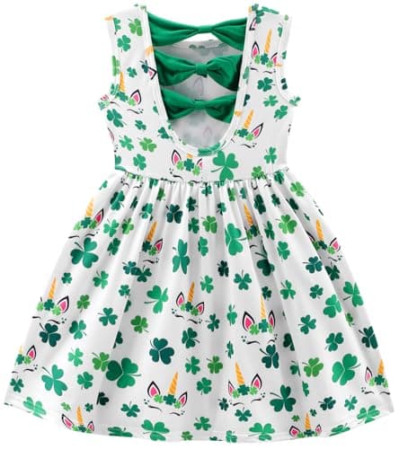 Popshion Girls' Leopard Print Sleeveless Sundress with Back Bowknot