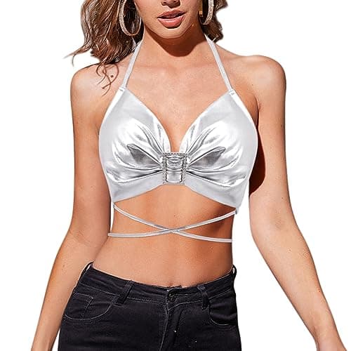 Reflective Crop Top for Women, Festival Rave Outfits and Girls Club Tank Vest