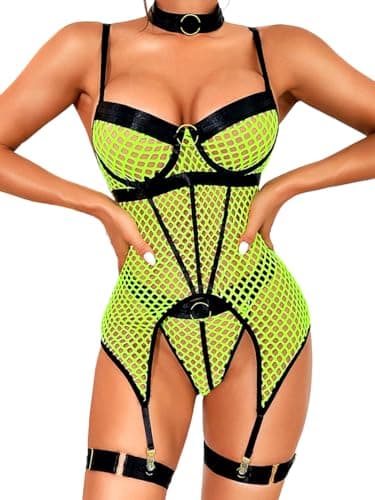 Rave Outfits Fishnet, Strappy Backless Lingerie