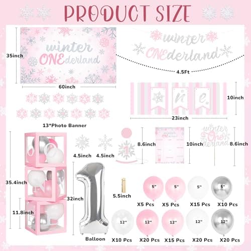 Winter Onederland Birthday Party Decorations for Girls' 1st Birthday