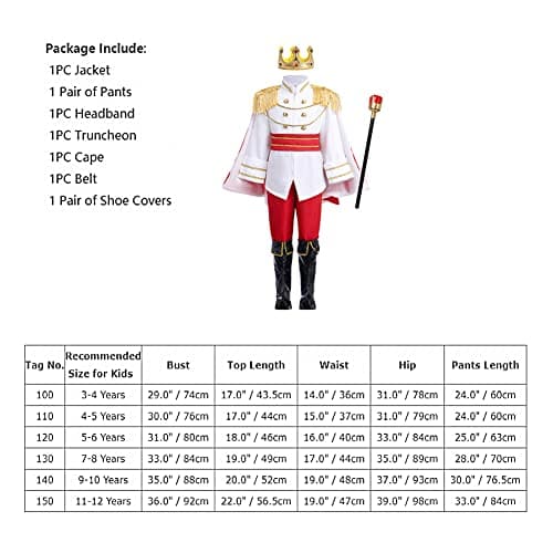 Boy Prince Charming Costume for Halloween King Cosplay Medieval Royal Outfit