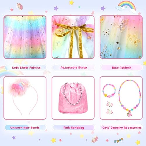 Princess Dress Up Cape Gift Set for Toddler Girls Age 3-8