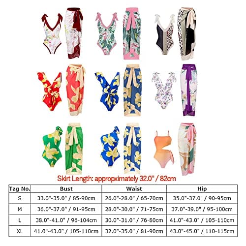 IMEKIS Women’s Floral Print Bikini Set with Wrap Skirt