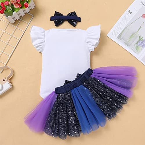 IMKIS Baby Space 1st Birthday Outfit: Romper, Tutu Skirt, Headband