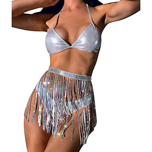 IMEKIS Metallic Rave Outfit for Women