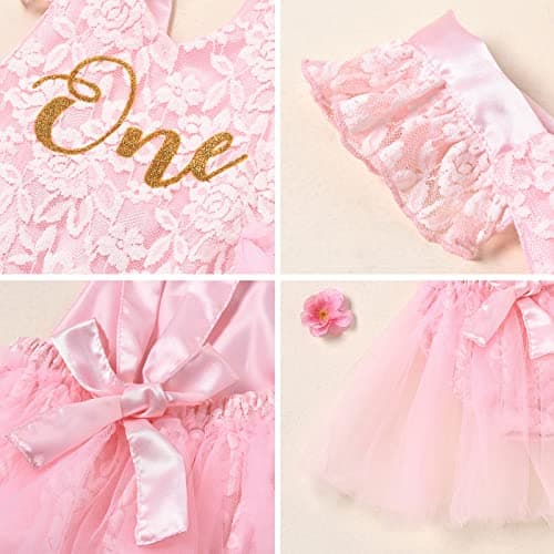 IBTOM CASTLE Baby Girl Boho One-Ruffle Lace Romper Tutu Dress for 1st Birthday Photoshoot