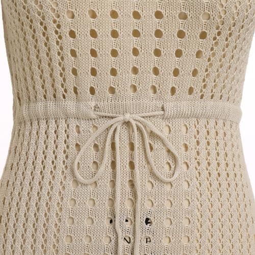 IMEKIS Women's Summer Sleeveless Side Split Crochet Cover-Up Bathing Suit