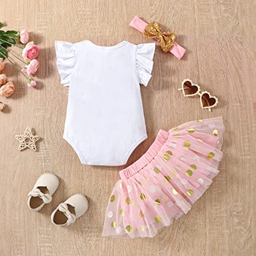 Fifiilyty Baby Girl 1st Birthday Outfit: Printed One-Piece Top + Ballet Skirt + Headband