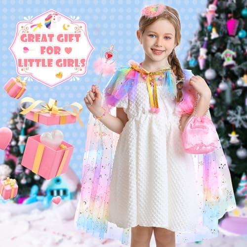 Princess Dress Up Cape Gift Set for Toddler Girls Age 3-8