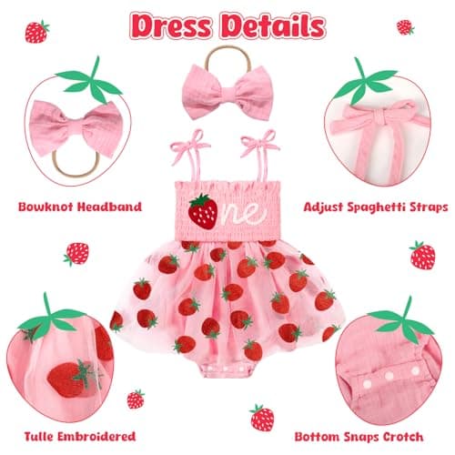 HONGTEYA Baby Girl 1st Birthday Outfit Lace Romper Summer Dress