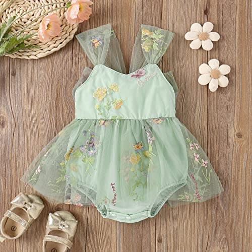 Newborn Baby Girl Floral Lace Butterfly Romper for 1st Birthday Cake Smash Photo Shoot