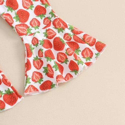 Strawberry Bell Bottoms Romper for 1st Birthday Girl