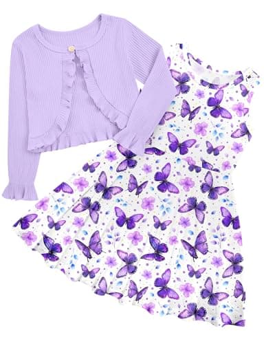 Goodstoworld Toddler Girl Fall Outfits: Sleeveless Dresses & Long Sleeve Cardigan 2-8T