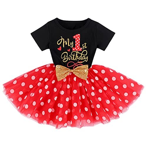 IMEKIS Baby Girls Polka Dots Tulle Tutu Dress for 1st 2nd Birthday Party