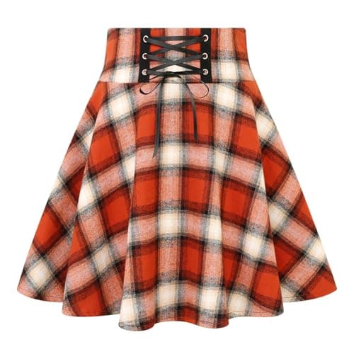 IDEALSANXUN Women's High Waist Gothic Plaid Mini Skirts