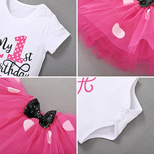IBTOM CASTLE Polka Dots Romper Tutu Dress for Baby Girls Birthday Outfit