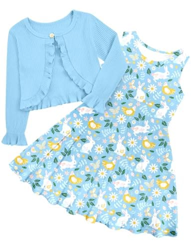 Goodstoworld Toddler Girl Fall Outfits: Sleeveless Dresses & Long Sleeve Cardigan 2-8T