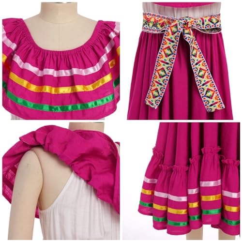 Traditional Mexican Embroidered Floral Dress for Toddler Girls Fiesta Birthday Outfit 4-10T
