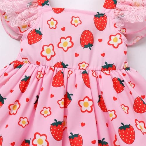 IMEKIS Toddler Strawberry Birthday Tulle Dress