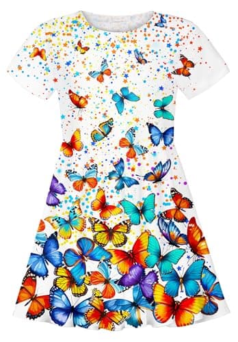 RAISEVERN Toddler Girls Short Sleeve Casual Midi Sundress 4-9T
