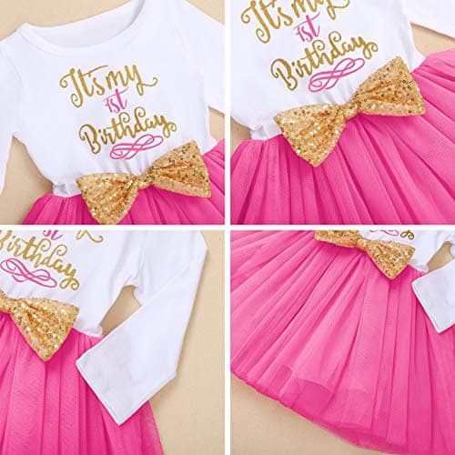 ODASDO Toddler Girls 1st/2nd/3rd Birthday Long Sleeve Tutu Princess Dresses